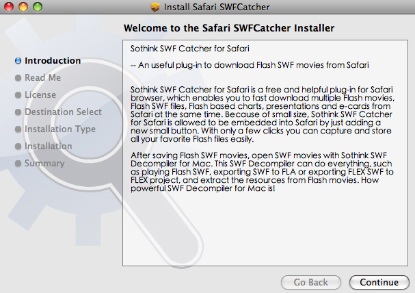 Install SWF Catcher für Safari