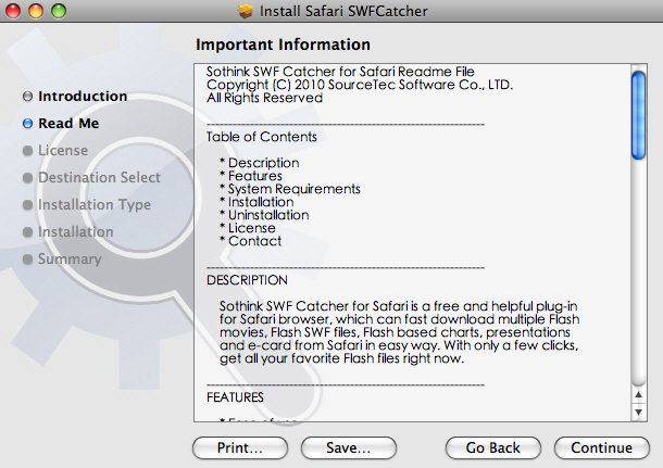 Install SWF Catcher für Safari