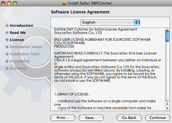 Install SWF Catcher für Safari