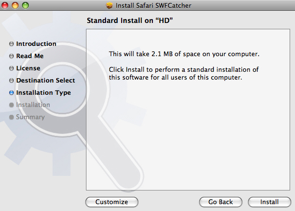Install SWF Catcher für Safari