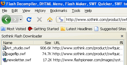 Free Flash downloader, cute Firefox plug-in for Flash save / SWF download.